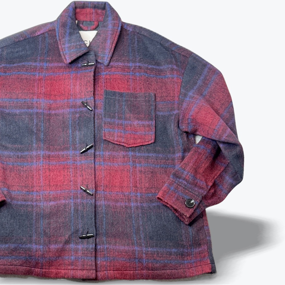 ICHI Ihfinara Jacke Shacket Checked Plaid Tassle Back Oversized‎ Jacket Small